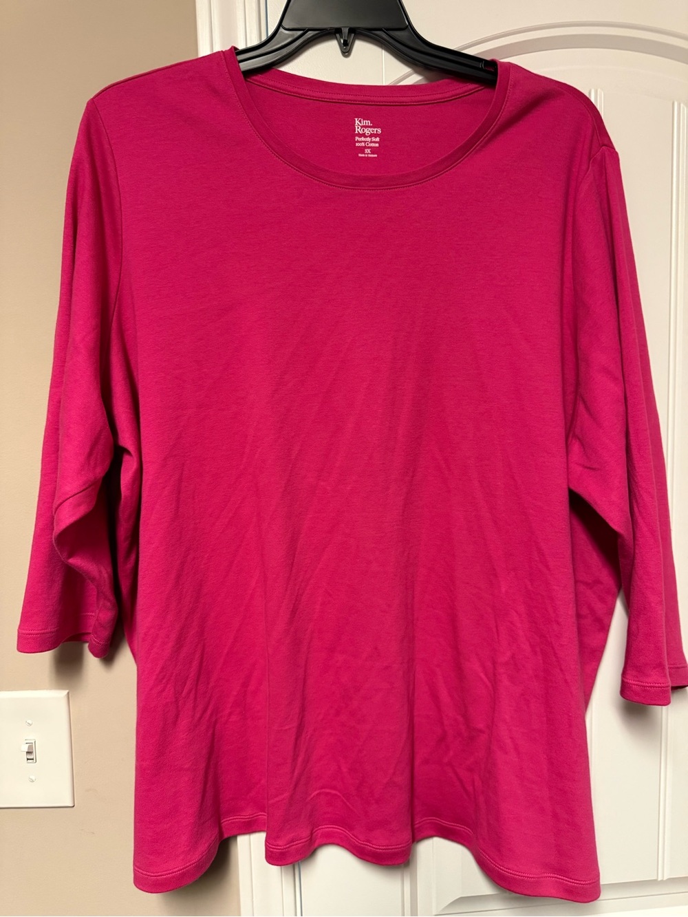 Kim Rogers Hot Pink Long Sleeve Scoop Neck Top